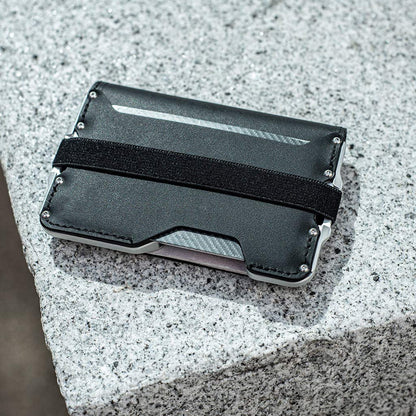 Nueva cartera de aleación de aluminio para exteriores con cepillo antirrobo RFID para hombre