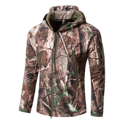 Chaqueta Soft Shell de talla grande, resistente al viento y cálida para montañismo al aire libre.
