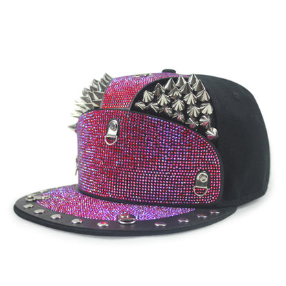 Punk Diamond Armor Tip Rivet Hip Hop Flachkrempe Hut