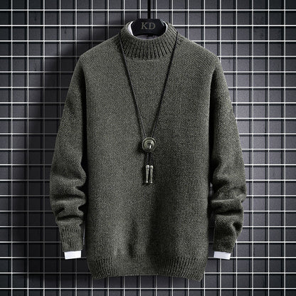 Winter Plus Fleece Thickened Student Middle Collar Warm Bottoming Sweater
