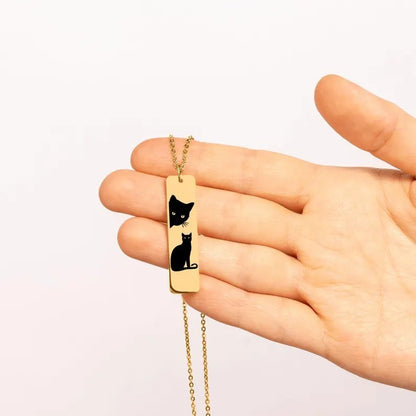 Collar con colgante de gato de dibujos animados creativo para mujer