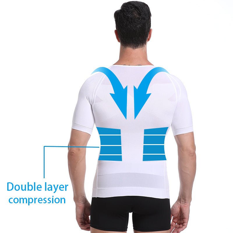 140D Men's Vest Shapewear Men Body Toning T-Shirt Slimming Body Shaper Corrective Posture Belly Control Compression Man Modeling Underwear Corset - BAGMODA