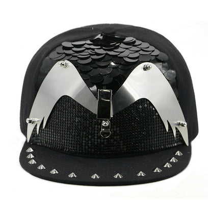 Sombrero estilo Harajuku europeo y americano con remaches de calavera cruzada