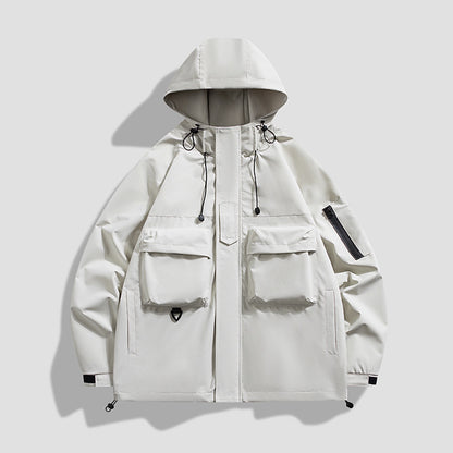 Herbst Lose Cargo Casual Übung Mit Kapuze Mantel Outdoor Winddicht Jacke Männer