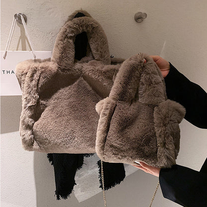 Wintertaschen Kette Plüsch Totes Bag