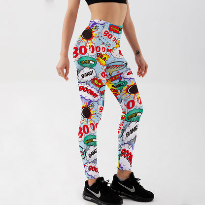 Bedruckte Anime-Leggings für Damen, schmale Passform, Trainingshose für Füße