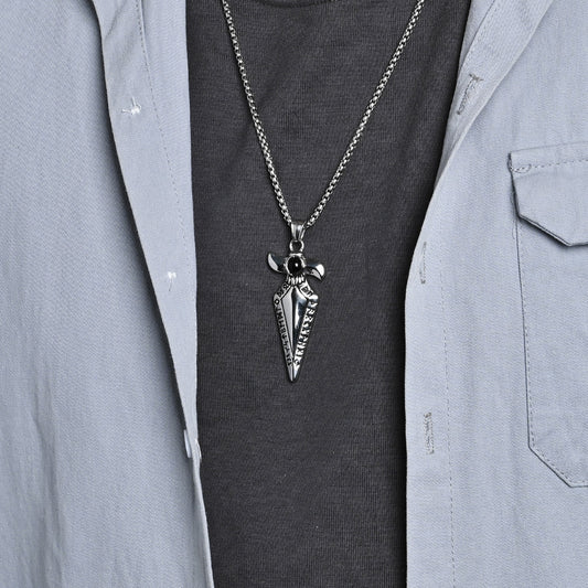 Nordic Retro Viking Text Stainless Steel Necklace