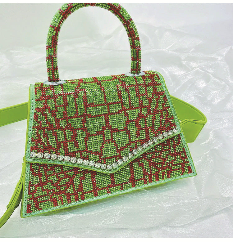 Crocodile Pattern Rhinestone Square Bag