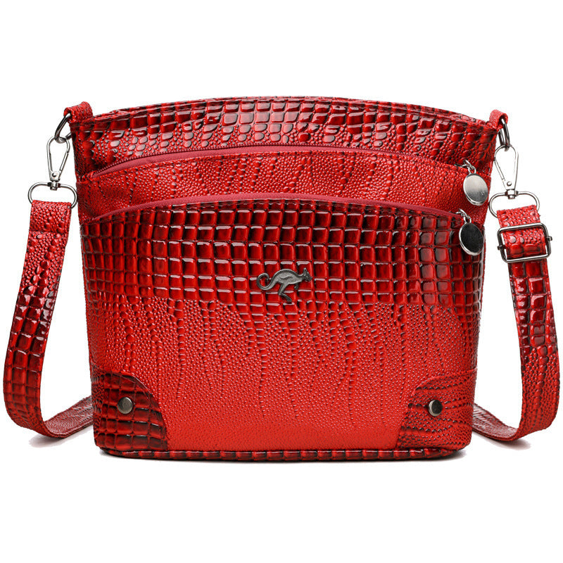 Velouria Croco Pattern Messenger Bag