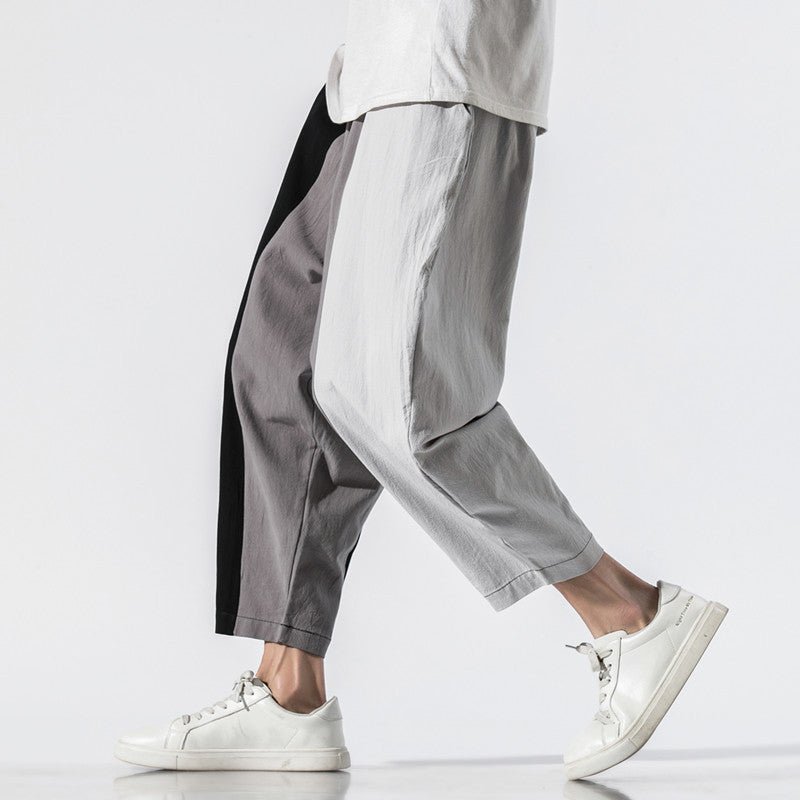 Japanese Trend Color Contrast Striped Harem Pants Men - BAGMODA