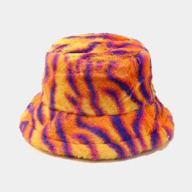 Panama Zebra Print Plush Velvet Hat