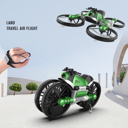 Dron RC WiFi FPV para motocicleta 2 en 1, helicóptero plegable, cámara de 0,3 MP, retención de altitud, cuadricóptero RC, dron para motocicleta 2 en 1.