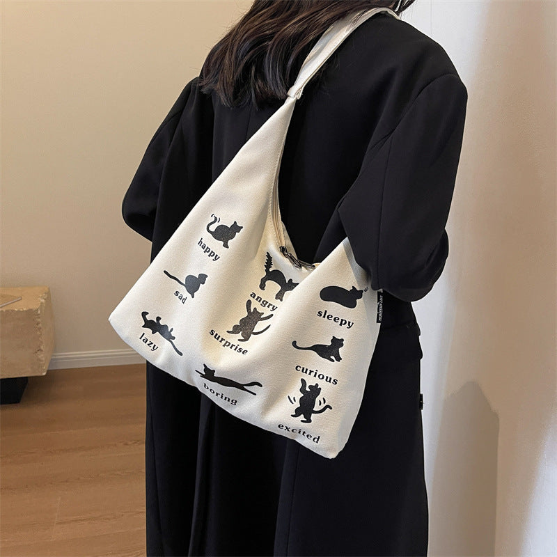 Cat Printed Canvas Bag