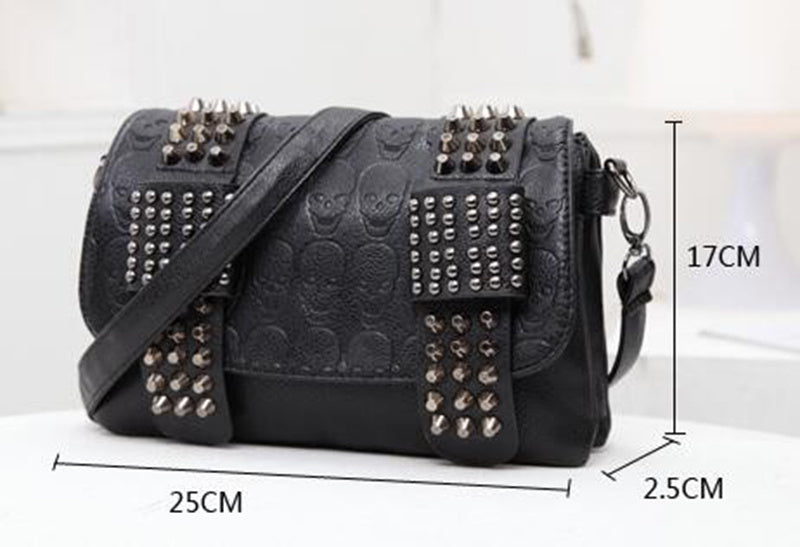 Skull Rivets Leather Messenger Bags