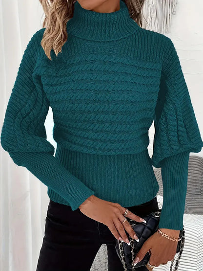 Damen Pullover Pullover High Neck Langarm Strickwaren