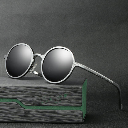 Aluminium-Magnesium-Sonnenbrille, Vollformat, für Herren und Damen, runder Rahmen