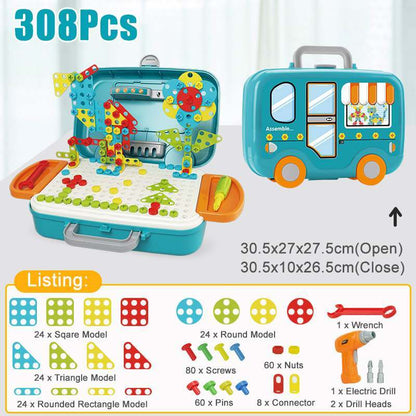 132/308Pcs Kinder Elektrische Bohrer Spielzeug DIY Pädagogisches Puzzle 