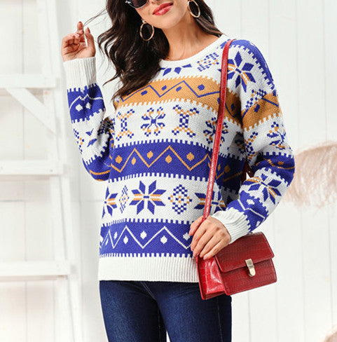 Crew Neck Pullover Sweater Loose Casual Long Sleeves Knitwear