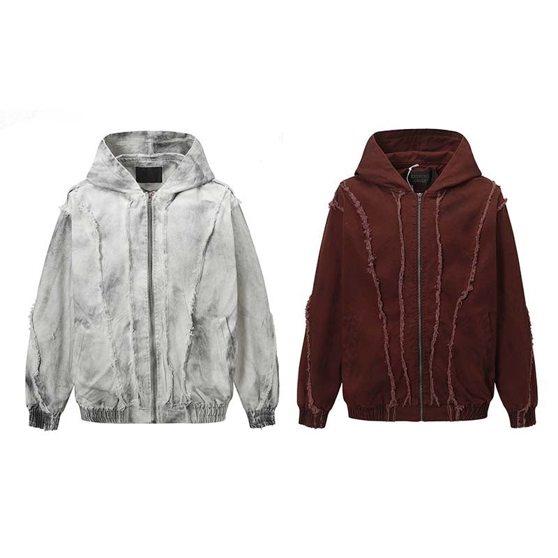 Deconstructing Stitching Edging Inkjet Painting To Make Dirty Cardigan Hoodie