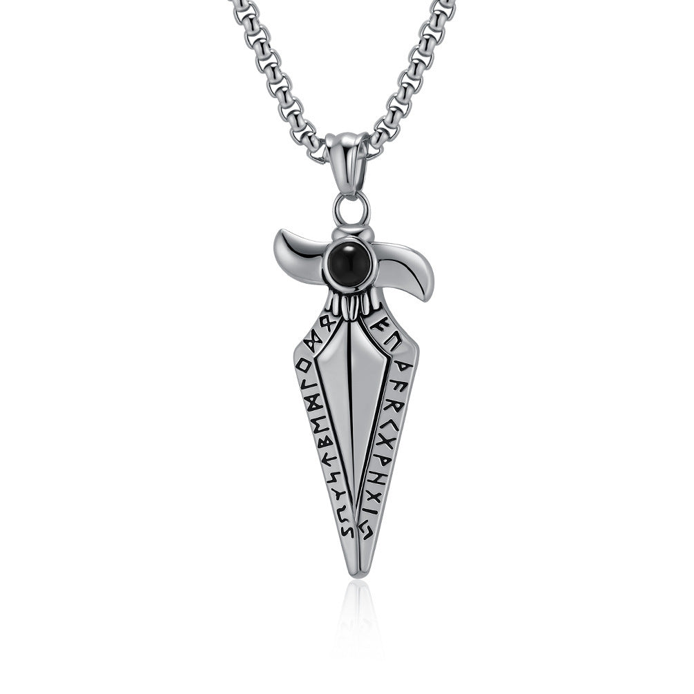 Nordic Retro Viking Text Stainless Steel Necklace