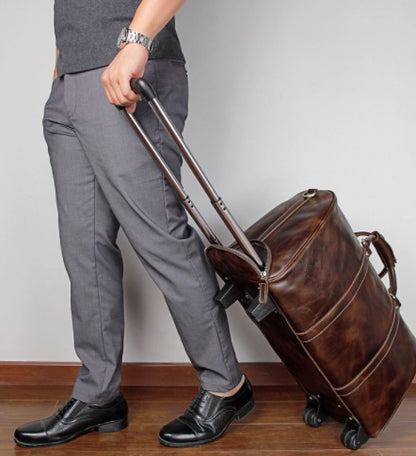 Bolsa de viaje con ruedas de piel de vaca
