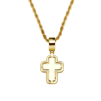 Collar de cruz de circonita cuadrada en T de moda, ligero y lujoso