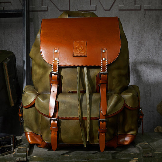 Cowhide Leather Men's Backpack
