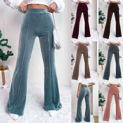 Hohe Taille Lamp Wick Cord Schlaghose Weites Bein Damen