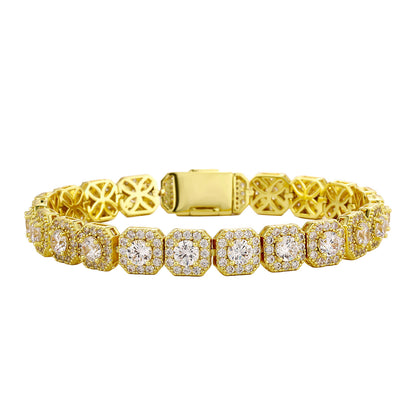 Pulsera cubana de moda para hombre con circonitas
