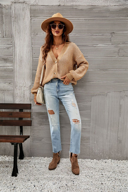 Strickpullover mit Knöpfen für Damen in Übergröße
