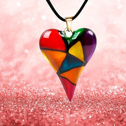 Collar con colgante de corazón de oro de colores