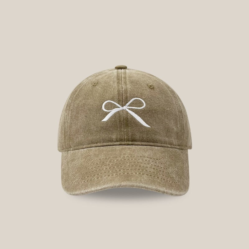 Niche Designer Bowknot Embroidery Denim Peaked Cap For Women