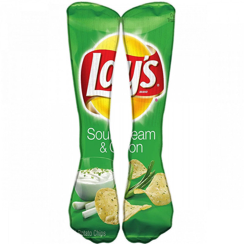 Harajuku Kawaii Socks Man Cotton Cartoon Food Print