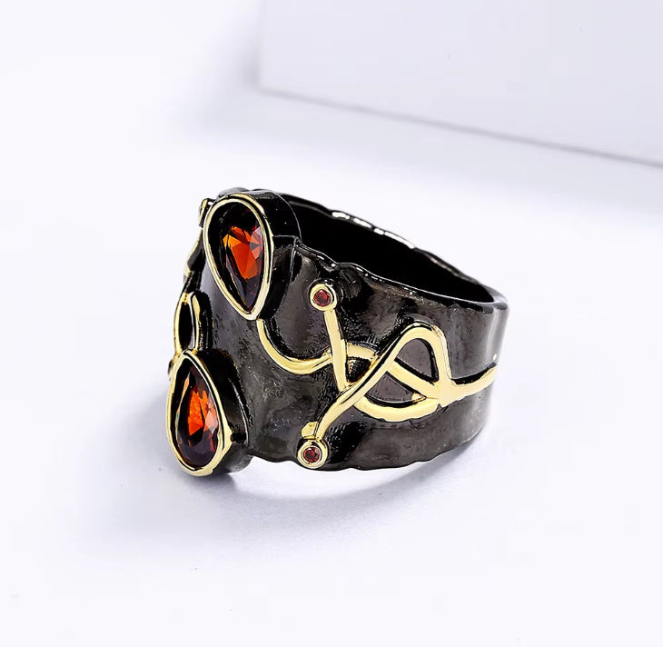 Fashionable And Retro Women's Straight-pull Oval Ring