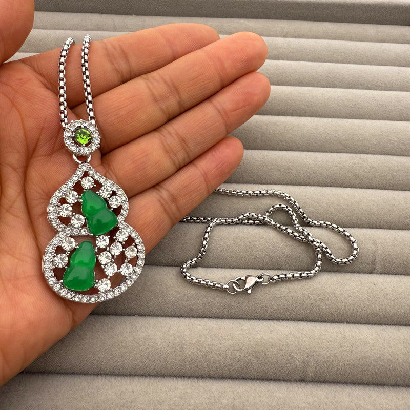 Artificial Chalcedony Lucky Pendant Pendant Emerald Green Safety-blessing Card Necklace Temperament