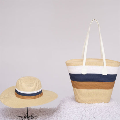 Sombrero para el sol de playa, bolso de hombro de gran capacidad, sombrero, traje