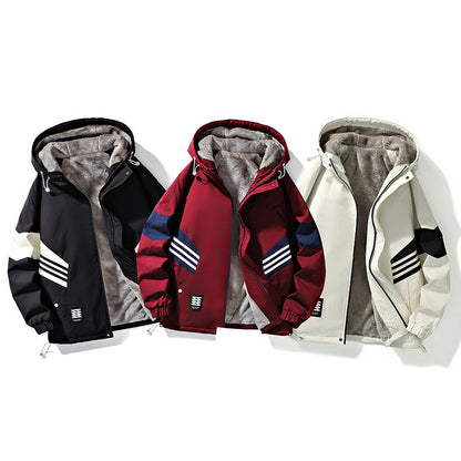 Chaqueta polar con capucha, gruesa, de marca moderna, cálida, para exteriores, para montaña, para hombre
