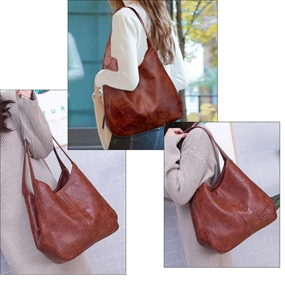 Vintage Leather Marble Grain Shoulder Bag
