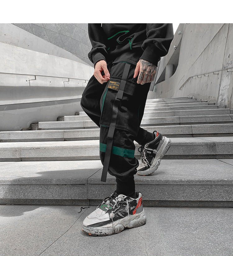 New Contrast Color Streamer Casual Pants Men - BAGMODA