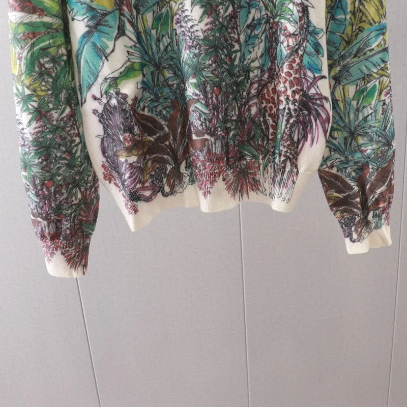 Coconut Tree Print Women Sweater