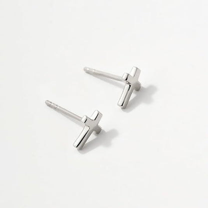 Damen-Ohrstecker mit Schleife und Kreuz, goldfarben