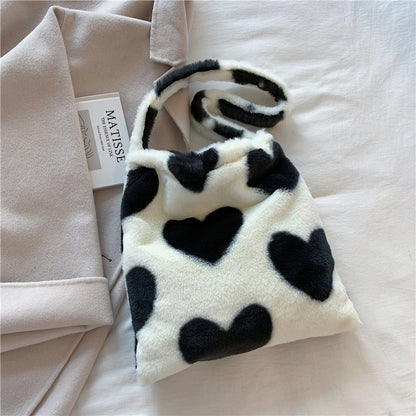 Love Heart Schulter Winter Plüsch Taschen für Damen