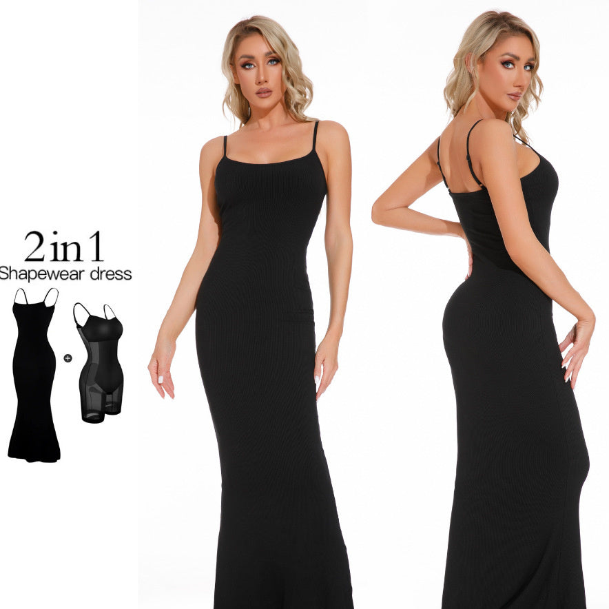 Vestido moldeador para mujer, mono, corsé de realce de abdomen, entrepierna abierta, liguero, falda larga ajustada, almohadilla para el pecho, body, vestido