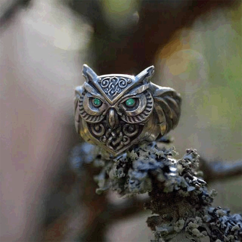New Vintage Animal Owl Ring Hip Hop Carving