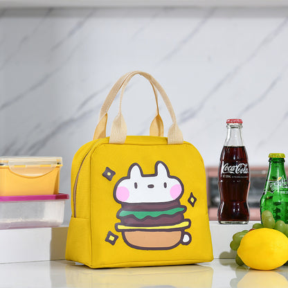 Aluminiumfolie verdickende Büroangestellte tragen Lunchbox-Tasche mit Reis