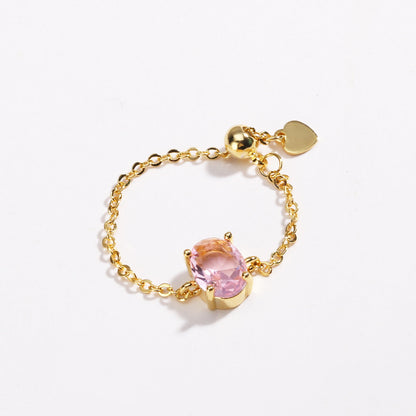 Nuevo anillo elástico ovalado de oro bañado en cobre para mujer