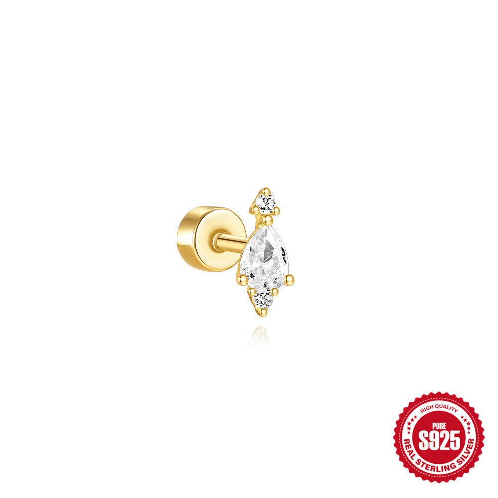 S925 Sterling Silver Flat Column Thread Piercing Ear Bone Stud