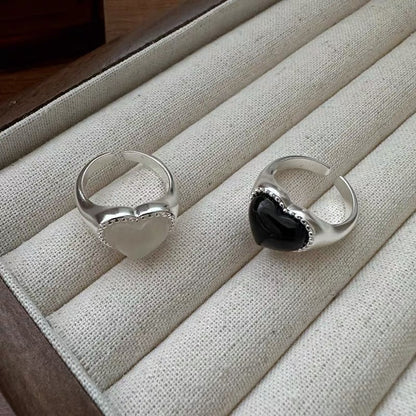 S925 Sterling Silber Nischendesign Herz Achat Ring