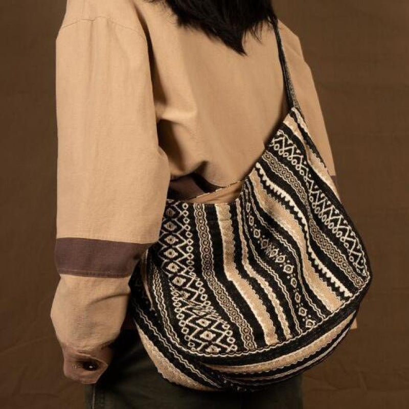 Jacquard Striped Thick Handprint Vintage Messenger Bag