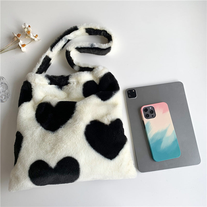 Love Heart Schulter Winter Plüsch Taschen für Damen